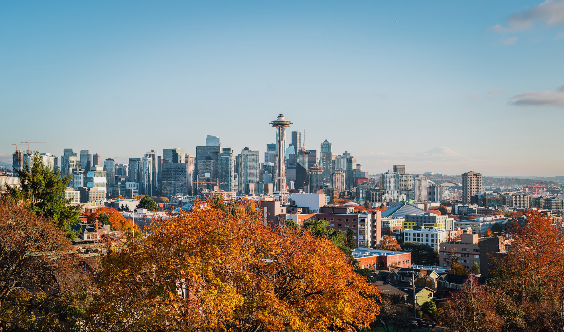 Seattle skyline with Space Needle viewed from Queen Anne Hill